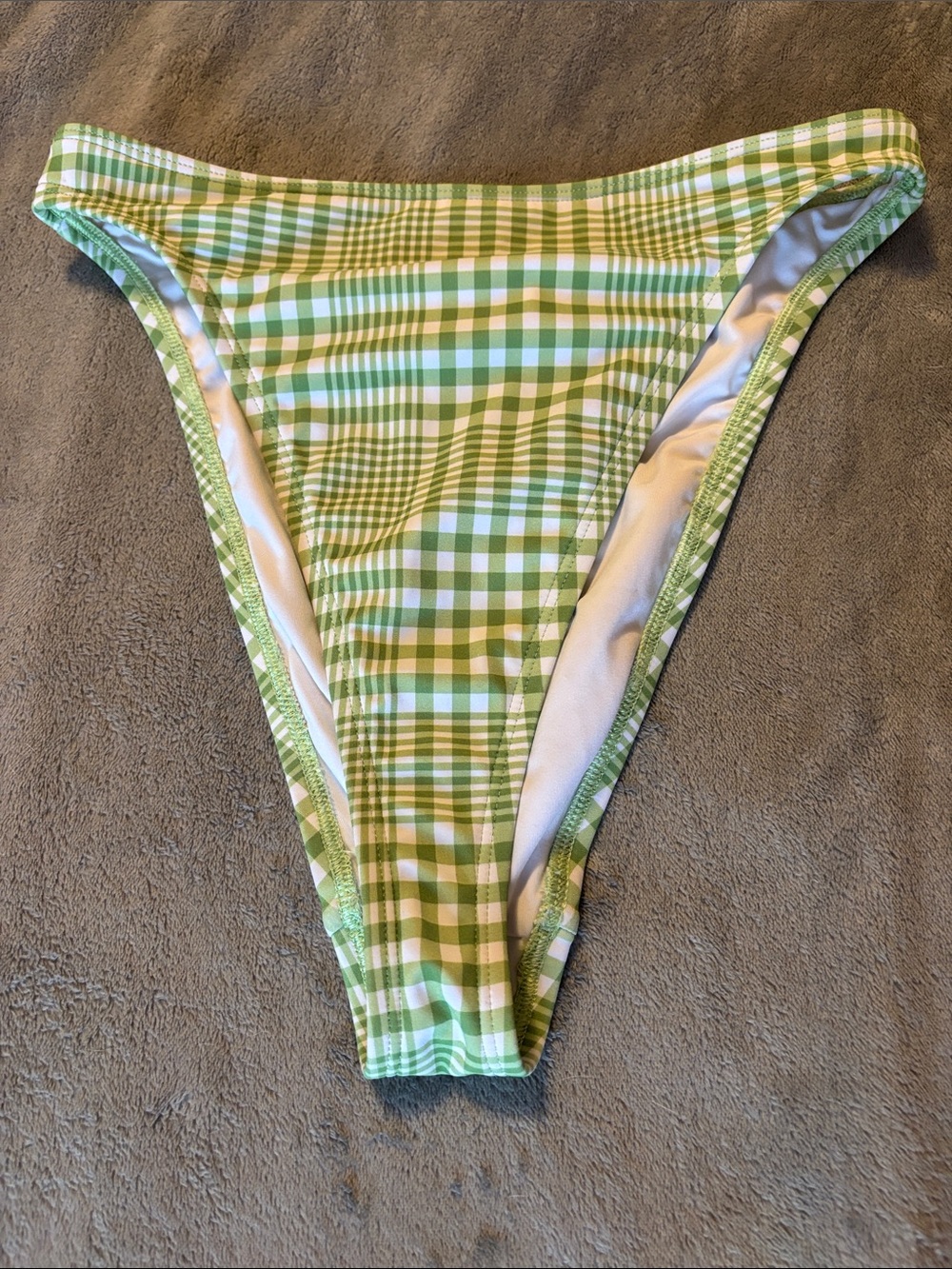 Urban Outfitters Green and White Gingham Bikini Bottom